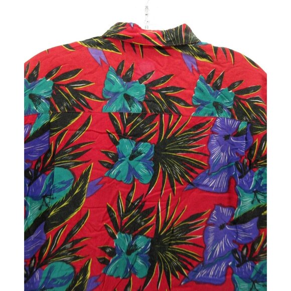 VINTAGE Hawaiian Shirt Medium Weekends Only Floral Loop Collar Camp 90s - Picture 7 of 10